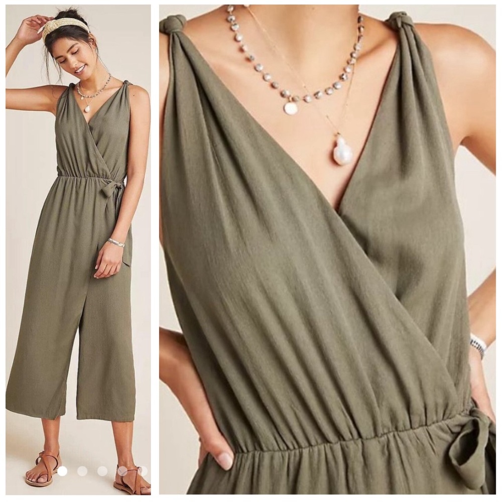 Anthropologie Olive Green Jumpsuit